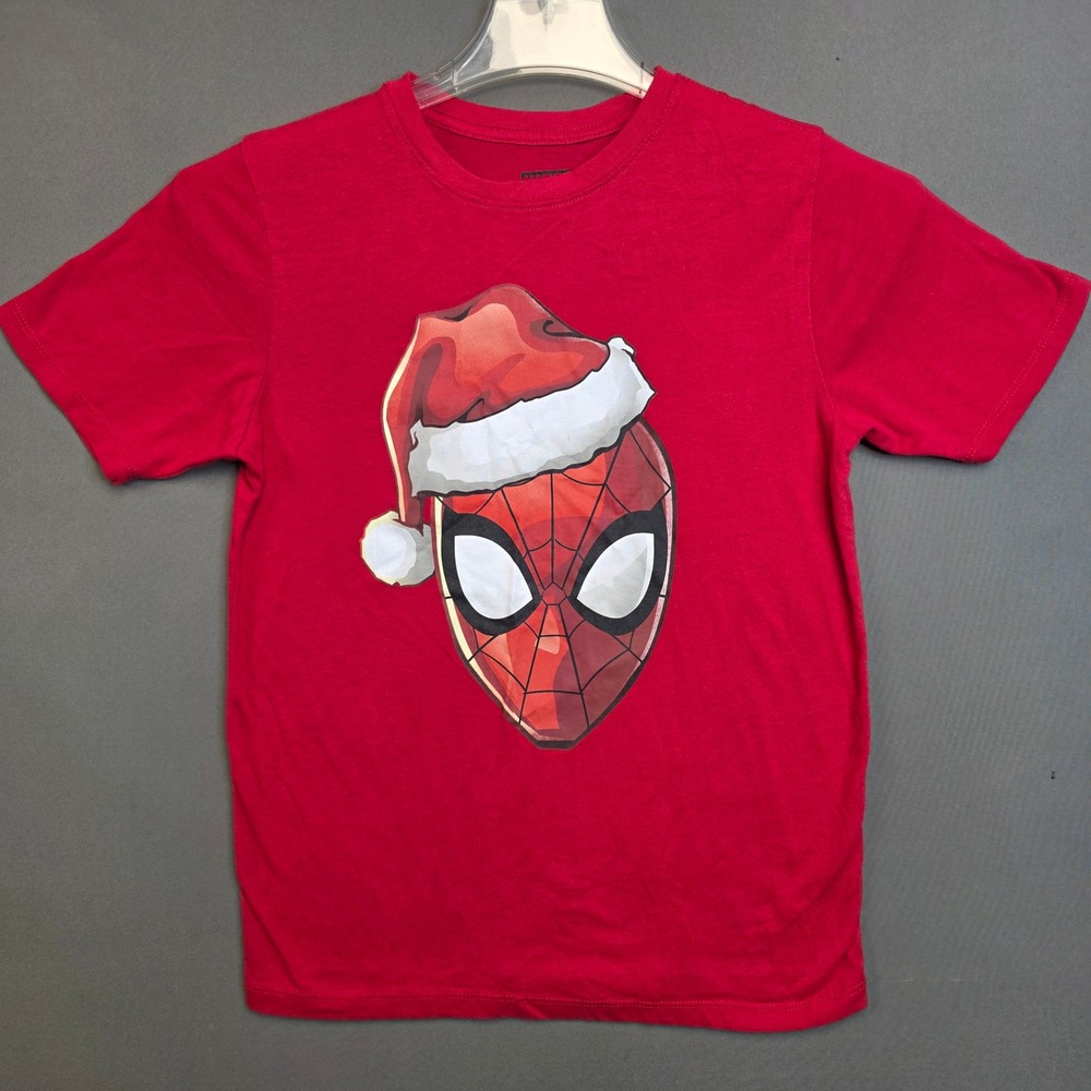 Marvel T-Shirt Kids Spiderman Santa Hat Graphic Red XL 14/16
